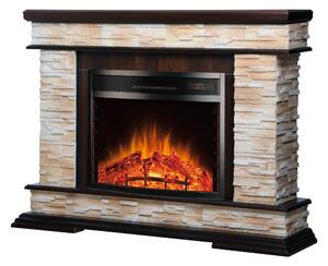 Camino Elettrico da Pavimento 88x118x30,5 cm Effetto Fiamma 1500W Stone & Ararat Noce