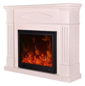 Camino Elettrico da Pavimento 110x130x33 cm Effetto Fiamma 1500W Atena Panna