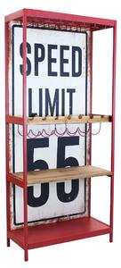 Mobile scaffale da interno in legno e metallo a 3 ripiani con portabottiglie e sfondo personalizzato Limit 55