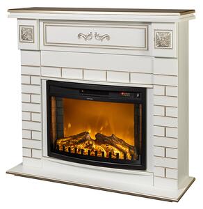 Camino Elettrico da Pavimento 100,5x115x33 cm Effetto Fiamma 1500W Orion & Zakinthos Bianco