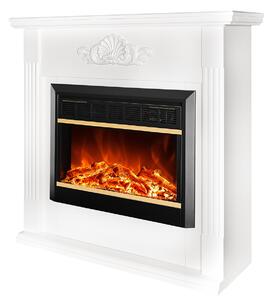 Camino Elettrico da Pavimento 100x100x32 cm Effetto Fiamma 1500W Sofia & Mars Bianco