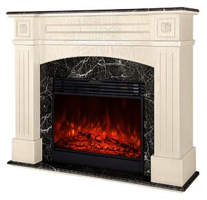 Camino Elettrico da Pavimento 110x130x35 cm Effetto Fiamma 1950W Josefina mini & Mirabella Ivory/dark gray