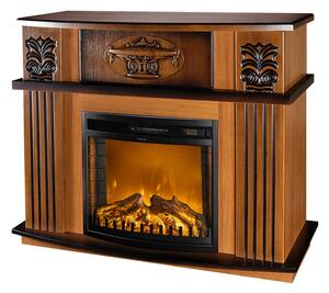 Camino Elettrico da Pavimento 96,3x120x31,8 cm Effetto Fiamma 1500W Roma mini & Zakinthos Noce
