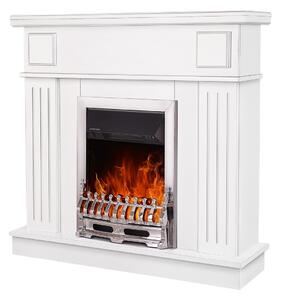 Camino Elettrico da Pavimento 99,7x103,4x27 cm Effetto Fiamma 2000W Marina & Galileo silver Bianco