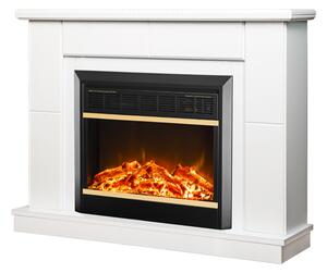Camino Elettrico da Pavimento 84,5x110x30 cm Effetto Fiamma 1500W Maxim & Mars Bianco