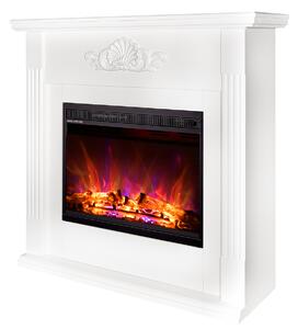 Camino Elettrico da Pavimento 100x100x32 cm Effetto Fiamma 1500W Sofia & Lorance Bianco
