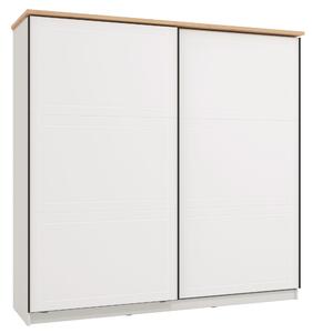 Armadio 2 Ante Scorrevoli 217x62x210 cm Bianco Laminato e Quercia