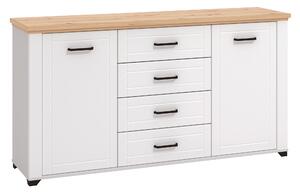 Mobile 2 Ante 4 Cassetti 161x41x85 cm Bianco Opaco