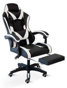Poltrona Racing Omega con Piedi Nera Bianca Similp