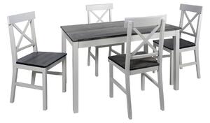 Set Woody Tavolo e 4 sedie Fumo Gambe Bianche