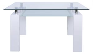 Tavolo Renee 140x90x77 cm 2 Piani Vetro Gambe Bianche