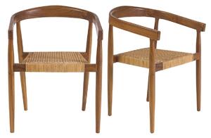 Sedia etnica in legno massello di teak e intreccio in rattan (lotto da 2) NEGARA