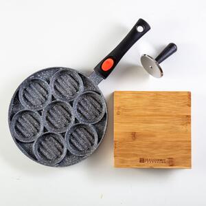 Piastra per 7 Hamburger con Tagliere in Legno 20x20x4 cm