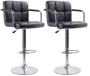 Set 2 Sgabelli con Alzata a Gas e Seduta Girevole in Similpelle Charlotte Nero