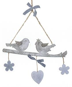 Set 12 Coppie di Uccellini su Base da Appendere H 35 cm