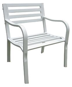 Sedia poltrona da giardino con struttura in acciaio seduta e schienale effetto doghe Living - White