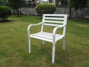 Sedia poltrona da giardino con struttura in acciaio seduta e schienale effetto doghe Living - White