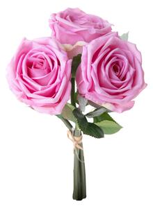 Set 2 Bouquet Artificiali Rose con 3 Fiori 30 cm Natale Touch