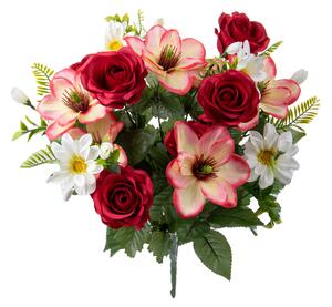 Set 2 Bouquet Artificiali Rose e Magnolia per 18 60 cm
