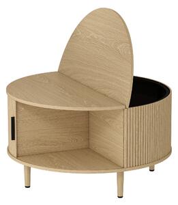 HOMCOM Tavolino Rotondo 80 cm con Piano Ribaltabile e Contenitore Nascosto, Legno Naturale | Aosom Italy