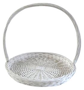 Set 2 Cesti Rotondi Piatti in Vimini con Manico Larghezza 50 cm