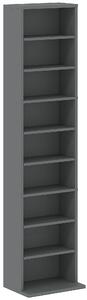 HOMCOM Mobile Porta CD e DVD 9 scomparti e 6 ripiani regolabili, max. 260 CD/120 DVD, 33x24x140 cm, grigio | Aosom Italy