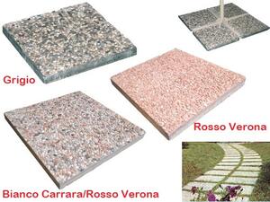 Base lastra quadrata in marmo e ghiaia per ombrelloni con base a croce - 14 kg Bianco Carrara/Rosso Verona (40x40)