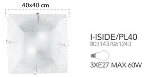 Plafoniera neoclassico Iside trasparente, in vetro, 40x40 cm, 3 luci LUCE AMBIENTE DESIGN