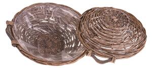 Set 2 Cesto Rotondo Basso in Vimini Larghezza 40 cm
