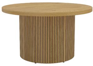 HOMCOM Tavolino moderno rotondo in legno con base scanalata, effetto legno naturale | Aosom Italy