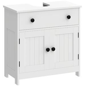 HOMCOM Mobile sottolavabo da bagno con cassetto e due ante, bianco | Aosom Italy