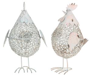 Set 2 Contenitori in Rete a Forma di Gallina H 21 cm