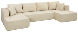 HOMCOM Divano Modulare a U Convertibile da 4 posti in Velluto a Coste, 366x152x68 cm, Crema | Aosom Italy