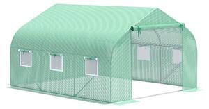Outsunny Serra da Giardino 3.5 x 3 x 2m Serra con Tetto a Spiovente in PE per Piante Verde|Aosom