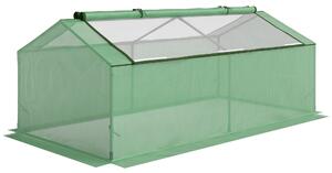 Outsunny Serra a 2 liveli con Finestre arrotolabili e Copertura in PE da Balcone e Giardino, in tessuto a rete 180x90x70cm, Verde | Aosom Italy