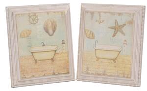 Set 2 Quadri con Vasca da Bagno H 31 cm