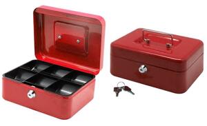 Cassette Portavalori per banconote in lamiera pesante con chiave BRIXO - Maxi - 30x24x9 cm - Rossa