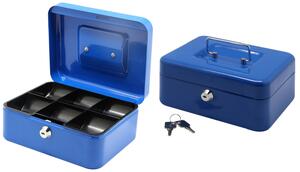 Cassette Portavalori per banconote in lamiera pesante con chiave BRIXO - Piccola - 16x20x9 cm. - Blu