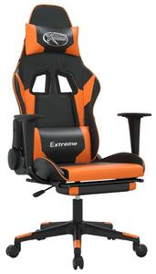 Sedia Gaming Massaggio Poggiapiedi Nero e Arancione Pelle finta