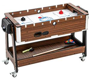 SPORTNOW Tavolo 3 In 1: Air Hockey, Biliardo, Calcio Balilla, Ruote Bloccabili, Ripiano | Aosom Italy
