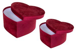 Set 2 Scatole Cuore 27 e 25 cm Velluto