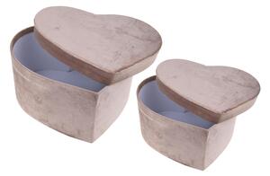Set 2 Scatole Cuore 27 e 25 cm Velluto