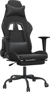 Sedia da gaming vidaXL con funzione massaggio e poggiapiedi, in Pelle finta nera