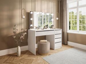 Mobile trucco con specchio con LED 5 cassetti Bianco lucido - JENEMI