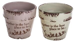 Set 4 Vasi Cesti in Ceramica con Scritta Larghezza 12 cm