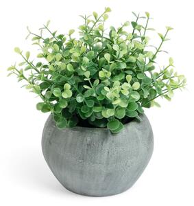 Eucaliptus artificiale in un vaso grigio