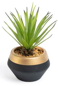 Piccola Palma artificiale in vaso in ceramica nero e dorato