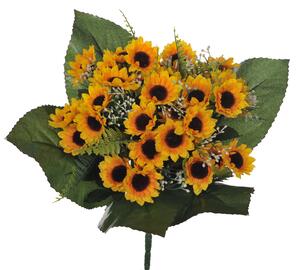 Set 3 Bouquet Artificiali di Girasoli con 12 Fiori H 33 cm