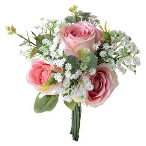 Set 3 Bouquet Artificiali Rose Gypsophila 32 cm