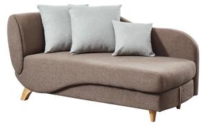 Chaise longue letto in Tessuto Marrone e cuscini grigi - NYX
